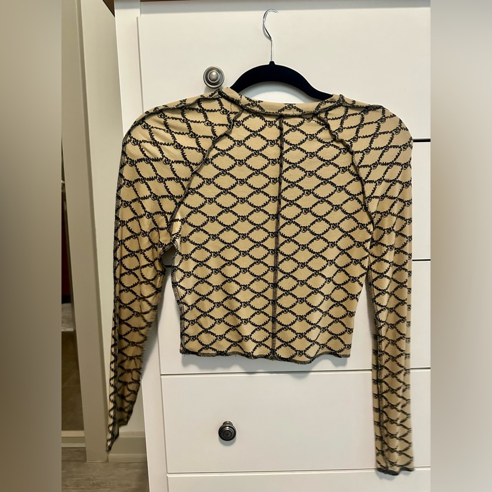 Patterned Beige and Black Crop Top - Picture 2 of 2